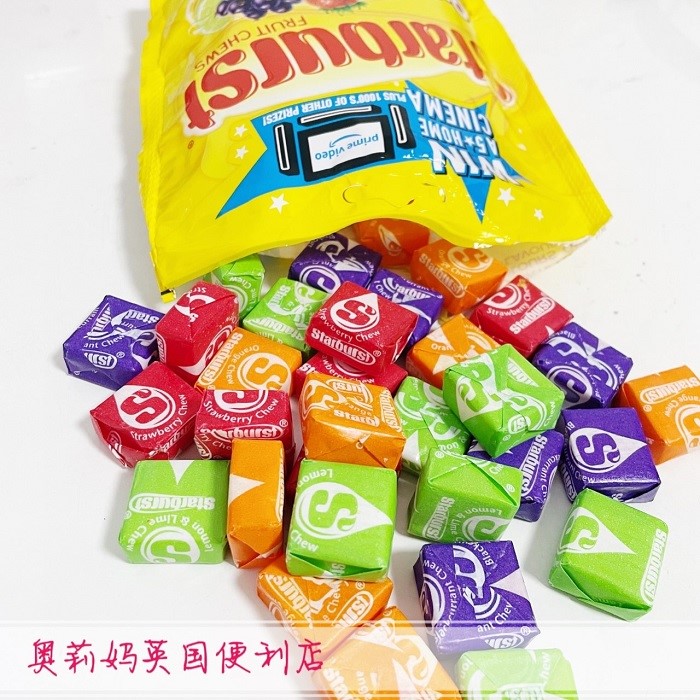 英国starburstfruitchews混合水果味香橙草莓青柠咀嚼软糖 瑞士糖在途
