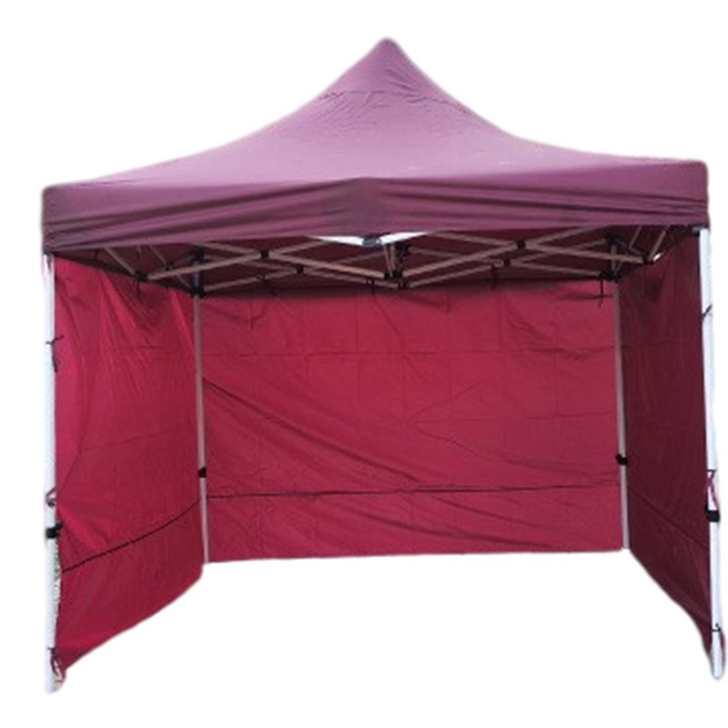 洛港 3*3 3面围布酒红色 户外雨棚四角遮阳棚折叠伸缩式帐篷摆摊用围