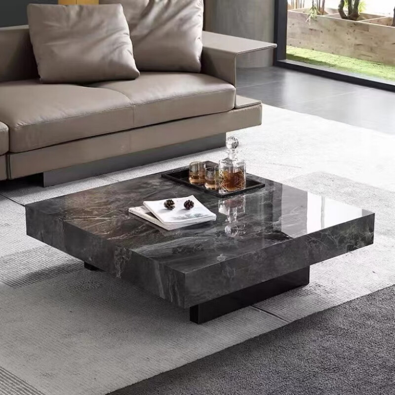 宾迪朗意式极简岩板茶几客厅家用套房公寓轻奢现代方形新款大理石茶几