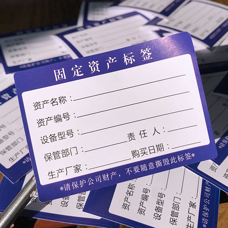 印刷固定资产标签贴卡片登记标识卡 彩色不干胶标签贴纸 纸质100个 送