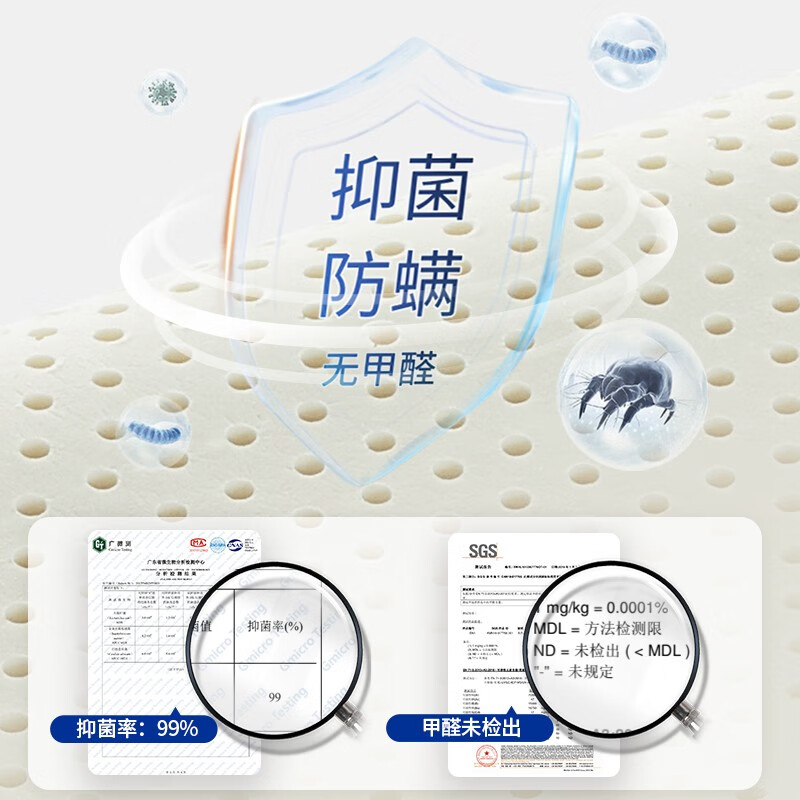 雪天鹅(XUETIANE) 天然乳胶枕头低枕护颈椎枕成人超薄矮枕芯抗菌支撑睡眠专用枕头 【超薄款】60*35*3/5CM 浅灰 单只