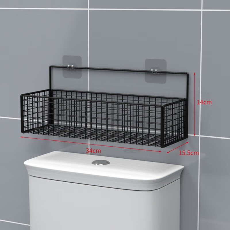 卫生间置物架上方厕所用品免打孔浴室壁挂墙上放卫生纸巾收纳的 黑色单层大号