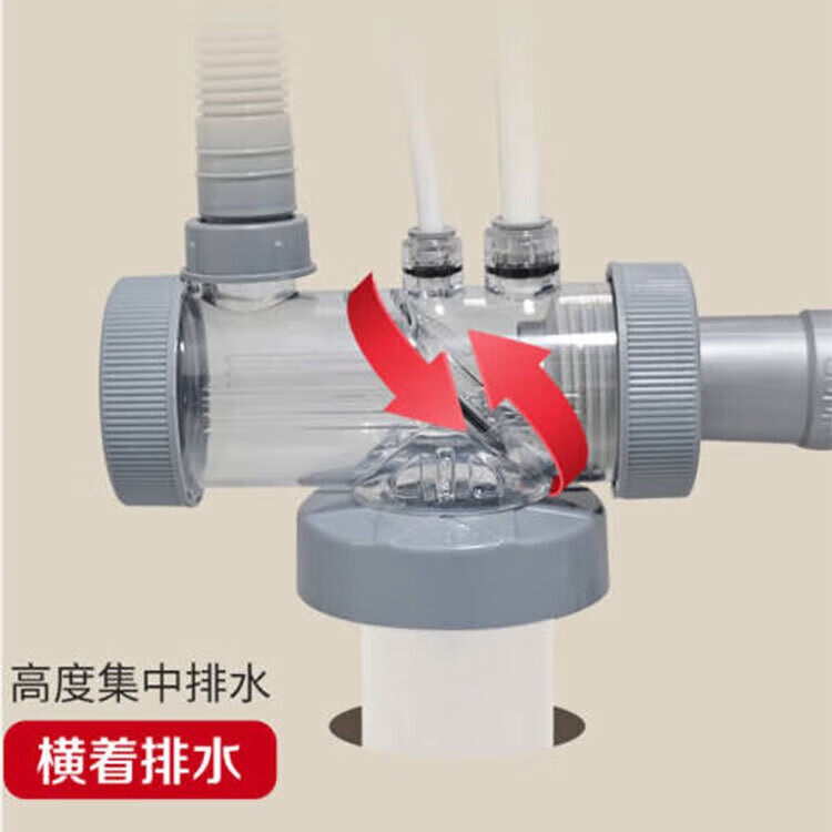 潜水艇（Submarine）洗衣机地漏专用接头 卫生间下水三通 排水管下水道防臭防溢水器 升级【透明可旋转】下水多通