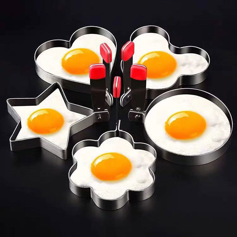 言米加304不锈钢煎蛋器模型荷包蛋模具爱心型煎鸡蛋模具可爱便当煎蛋神 五件套模具套装
