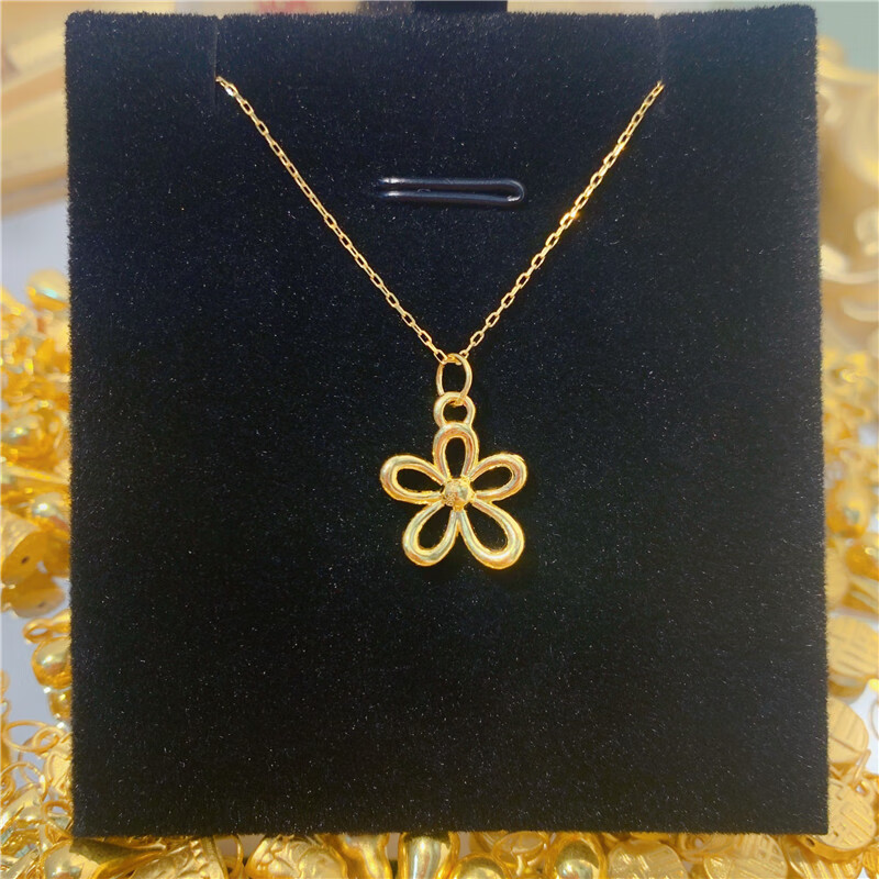 klex老凤凰黄金足金999镂空花朵吊坠项链挂坠套链时尚格桑花吊坠节日