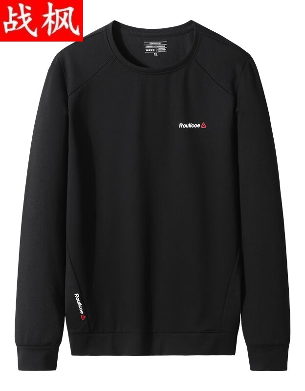 战枫（zhanfeng）特大码卫衣胖子特大号长袖卫衣男士圆领加肥加大码宽松肥佬打底衫 黑色 常规 XL 建议120-140斤左右