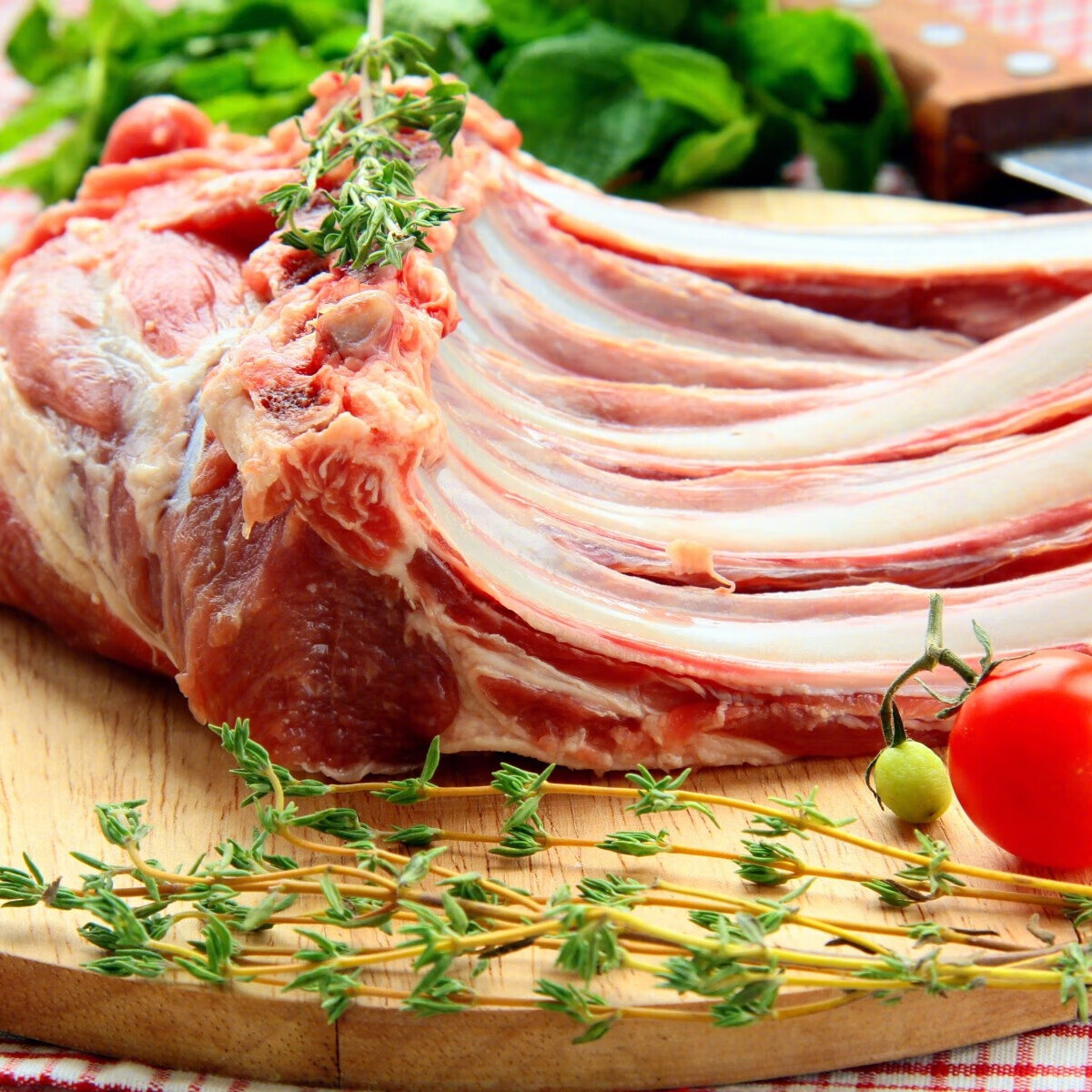 穆德清真食品去皮羊排骨肋排新鲜原切山羊肉手抓烧烤食材羊扒生鲜 羊排1kg+羊血300g/盒*2