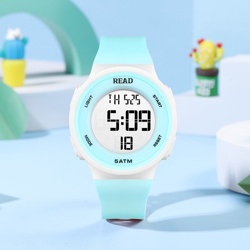 锐力 休闲时尚多功能星期日历数字显示电子表学生青年轻色彩女表中性