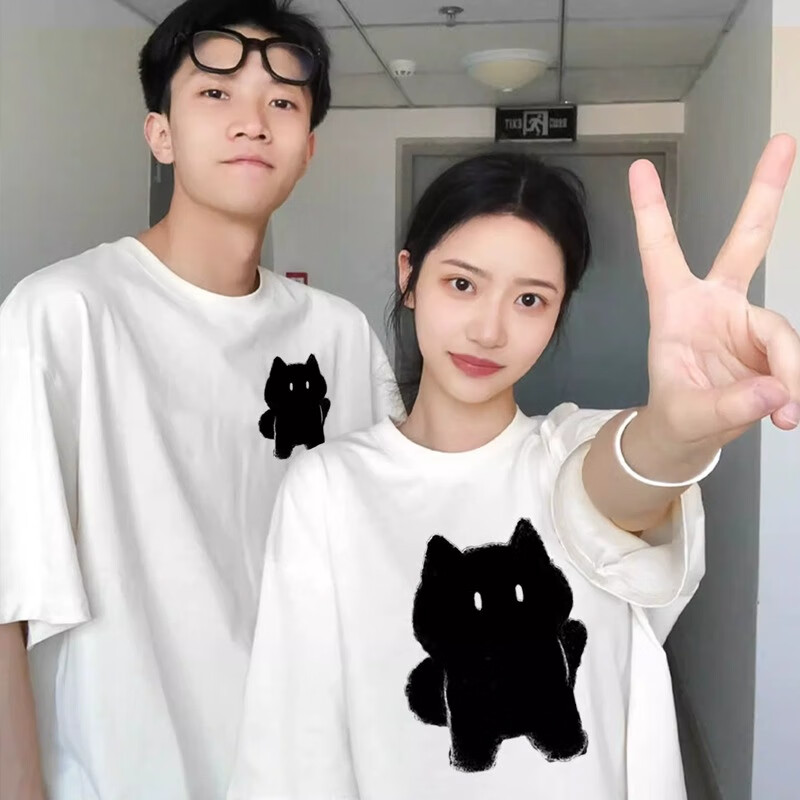 茸耀特别的情侣装夏装t恤2024新款不一样网红高级感短袖潮牌套装