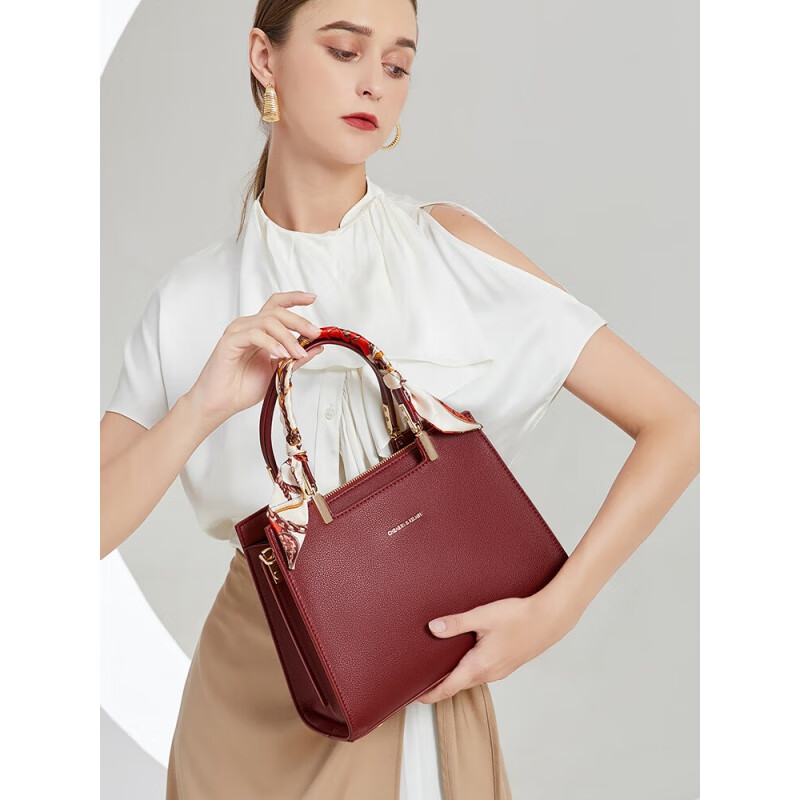 福禄克送妈妈显年轻的包包手提包红色2023中年女结婚婆婆礼物婚感 藏蓝色丝巾+礼袋