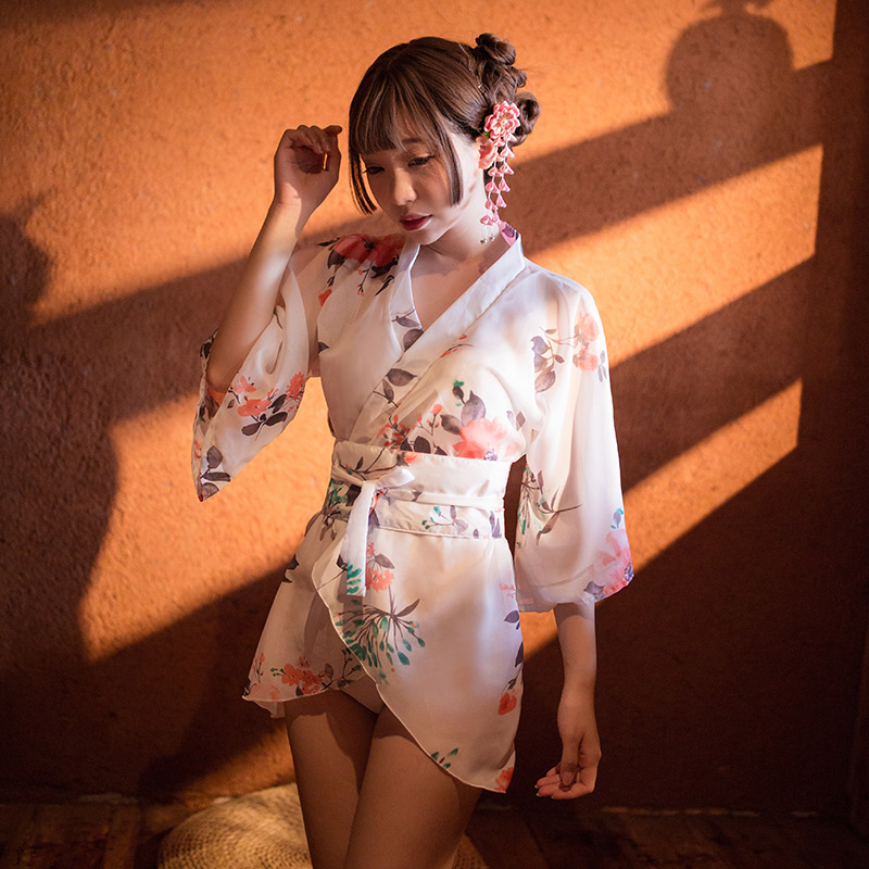 制服诱惑角色扮演衣女开档sm性感诱惑  夫妻 女用开襟低领印花和服