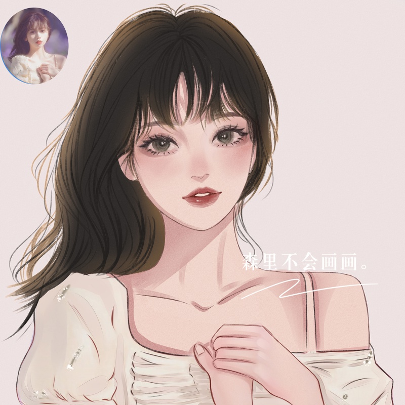 微信头像定制 原创水彩画师接稿漫画卡通情侣微信头像约稿动漫设计