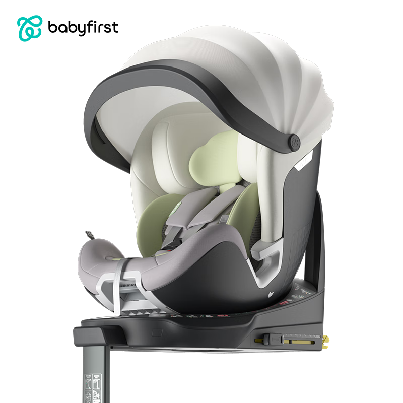 宝贝（Babyfirst）汽车儿童安全座椅 isofix接口（约0-7岁）360°旋转 i-Size认证 灵悦Pro(R155B) 椰奶白