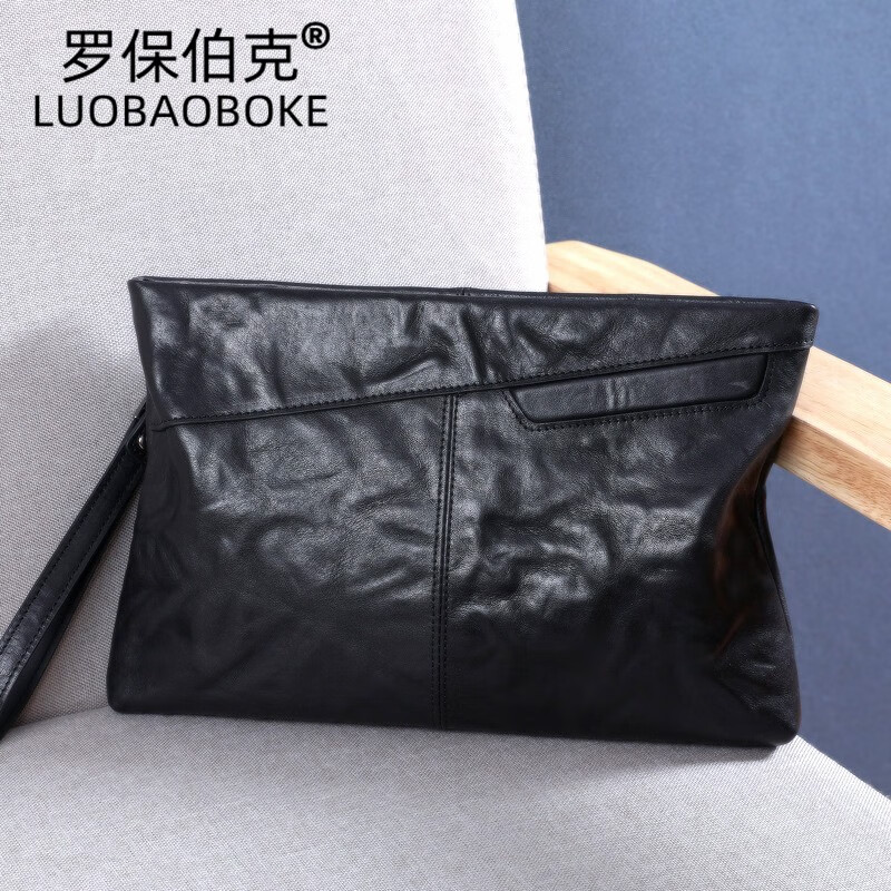 boke)品牌男士头层牛皮手包高档商务老板手拿包大容量手抓包手机包包