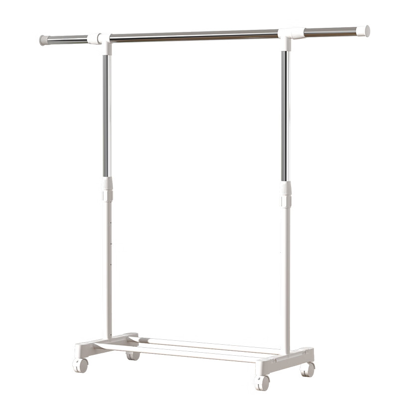 友阳晾衣架落地移动挂衣架卧室内简易家用折叠单杆不锈钢伸缩晒衣杆架 9323豪华特粗32管加长稳固款>1.8米