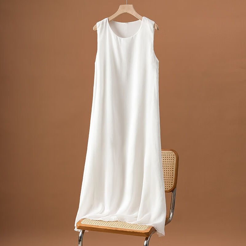 裙女士打底连衣裙白色内搭连质感子2023高端气 白色中长款(裙长115cm)