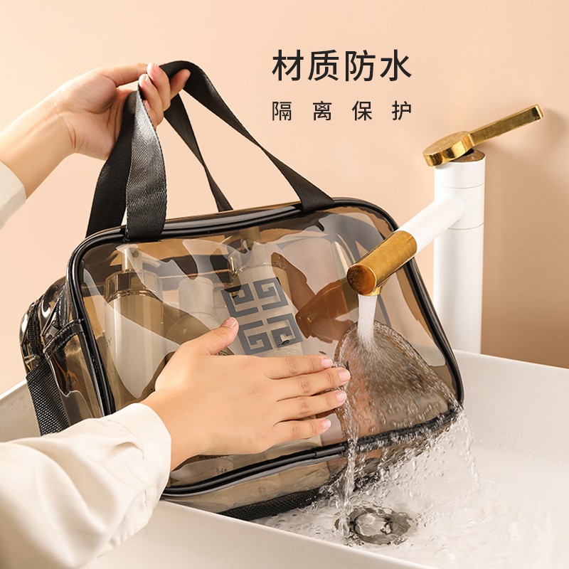 米德恩 洗漱包防水干湿分离大容量便携2025新款ins风超火化妆包旅行收纳 灰色大号【干湿分离双口袋】