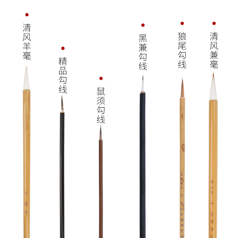 毛笔勾线笔套装山水兼毫羊毫狼毫工笔画国画用 白色 国画毛笔送笔帘