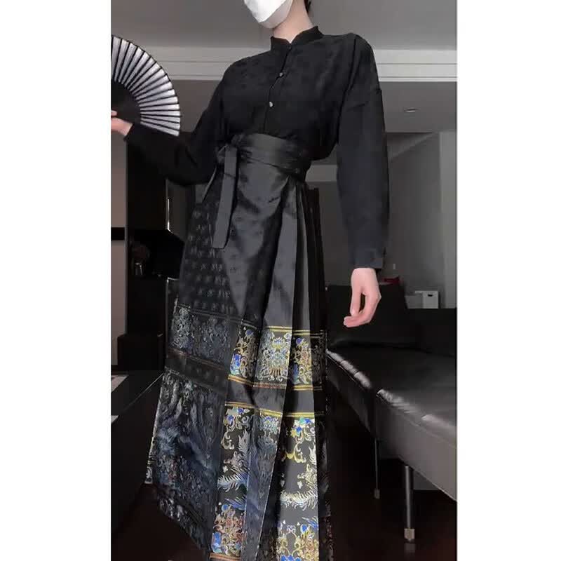 波司卡兵 BOSIKABIN马面裙男 新中式汉服男生成人女款夏季改良马面裙半身裙套装 套装 XL /135斤以下怎么看?
