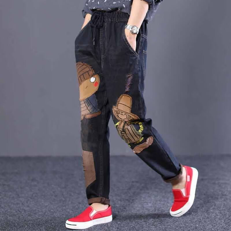 小个子矮个子女士冬天加绒加厚牛仔裤冬季加绒牛仔裤女2022新款文艺贴