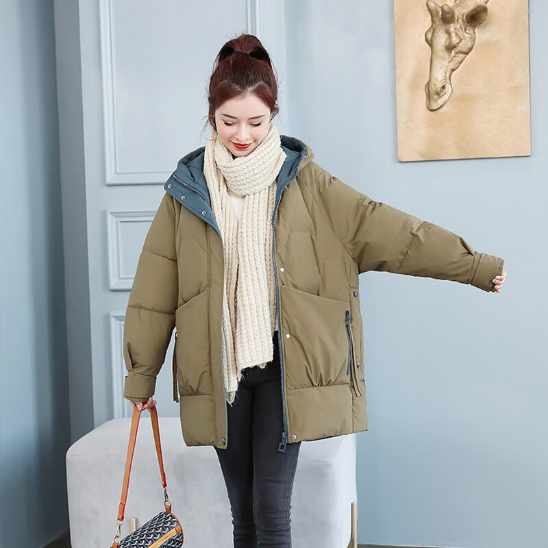 翊尚美羽绒棉服女中长款宽松女士外套2026新款女秋冬高档小个子加厚棉袄 卡其色 2XL 【推荐135-150斤】
