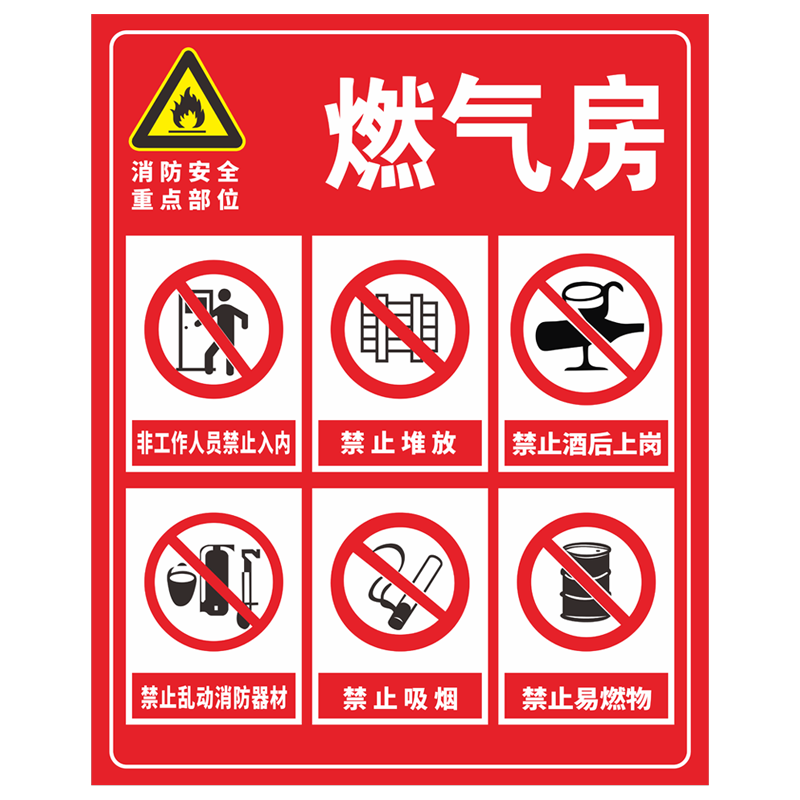 全邦达 燃气设施重地天燃气严禁烟火闲人免进警示牌燃气房标志牌防火