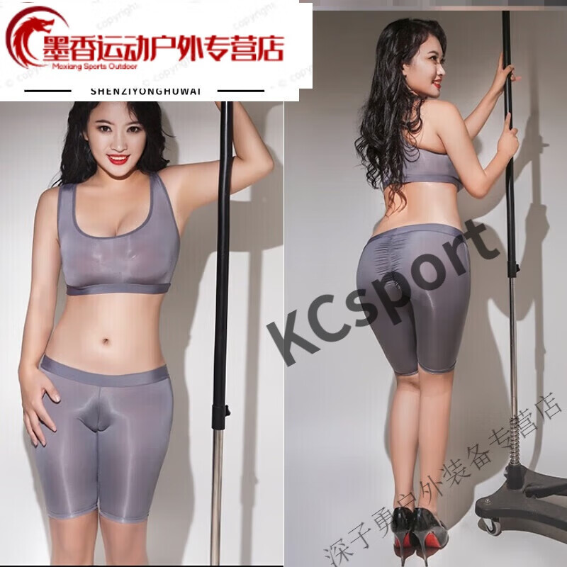 铭汇通瑜伽蜜桃臀显沟鲍鱼线紧身裤透明鲍鱼裤女紧身裤套装丝滑 均码 F10-F-灰色