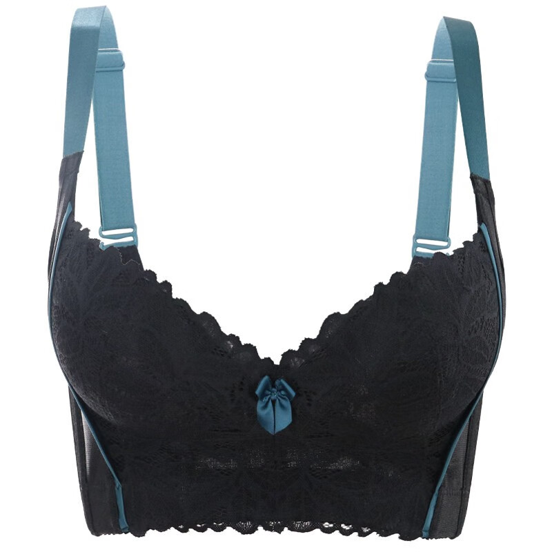 韩爱婷调整型内衣女小胸聚拢胸罩上托防下垂高侧比收副乳矫正文胸 黑色【单件】无钢圈 36/80B【上薄下厚杯2.5CM】