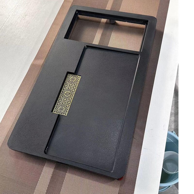 全自动一体套装乌金石茶盘家用简约功夫茶具合成石头茶海茶台办公 方正80*45+【全自动烧水壶】
