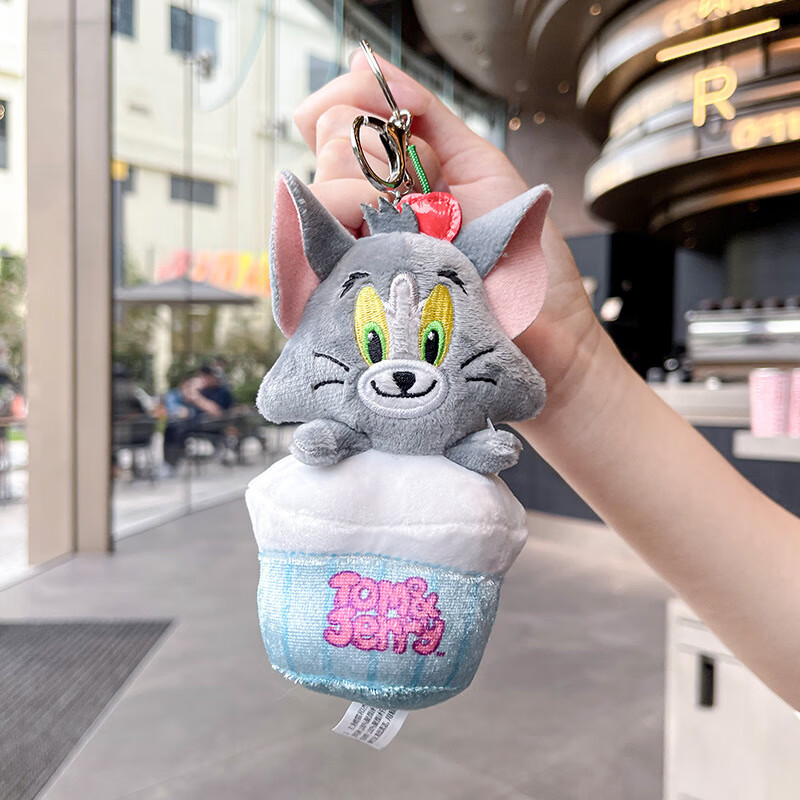 SunToMoon猫和老鼠毛绒钥匙扣挂件可爱公仔玩偶情侣闺蜜包包挂饰创意礼品 汤姆猫-蛋糕杯