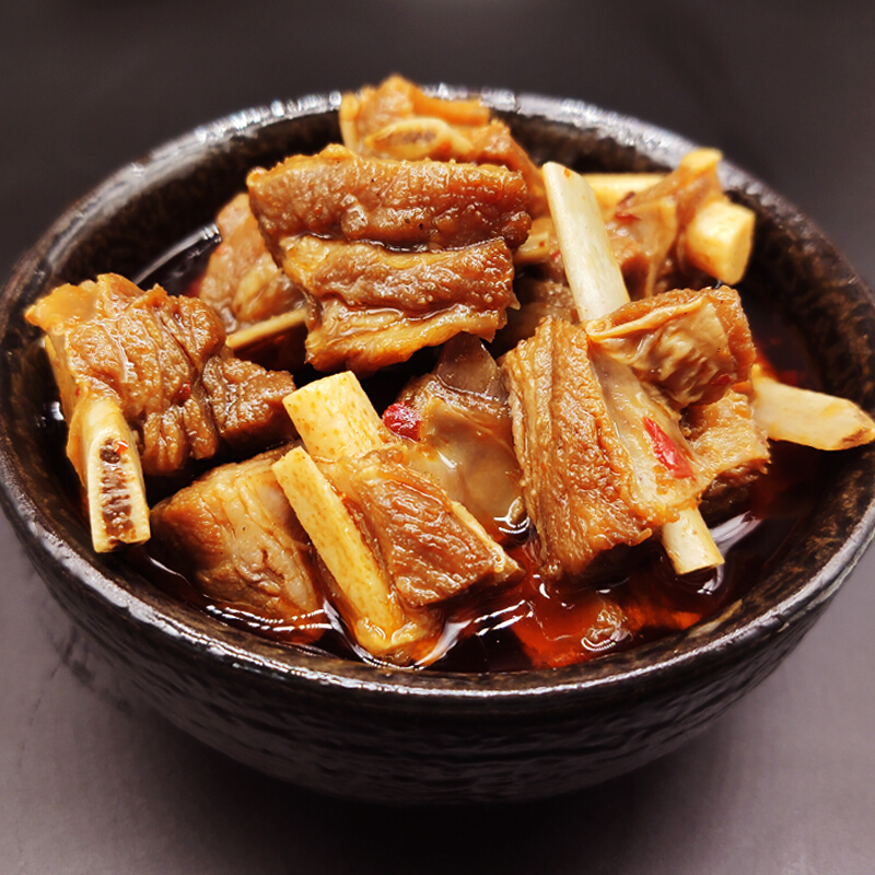 虎钢馋麻辣羊排500g罐装熟食羊肋排香辣即食红烧羊肉小吃配火锅新鲜