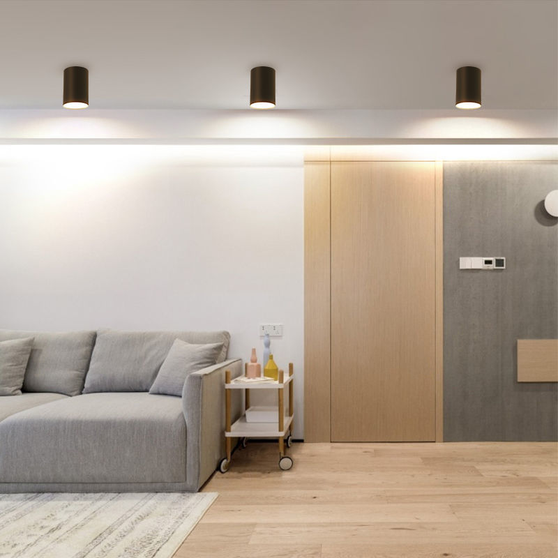 led明装筒灯圆形吊线服装店射灯吸顶式走廊免开孔cob明装射灯 4寸