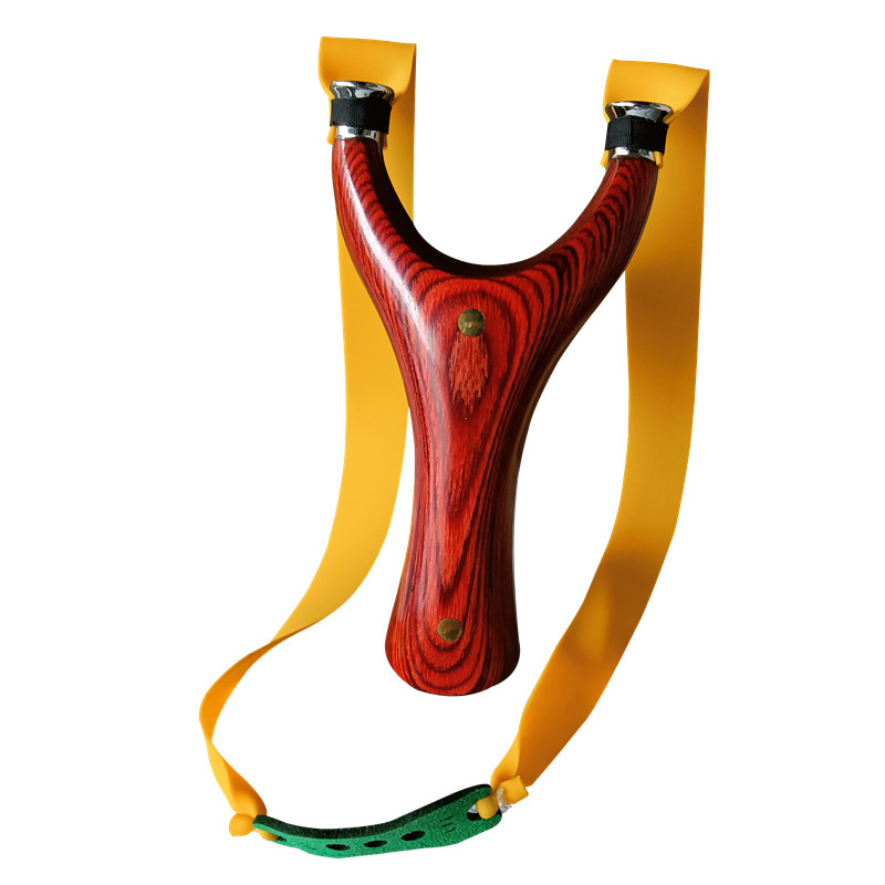 弹弓 实木弹弓飞虎高精度大全弓木制实木扁皮原木弹弓子圆头裸弓男 彩