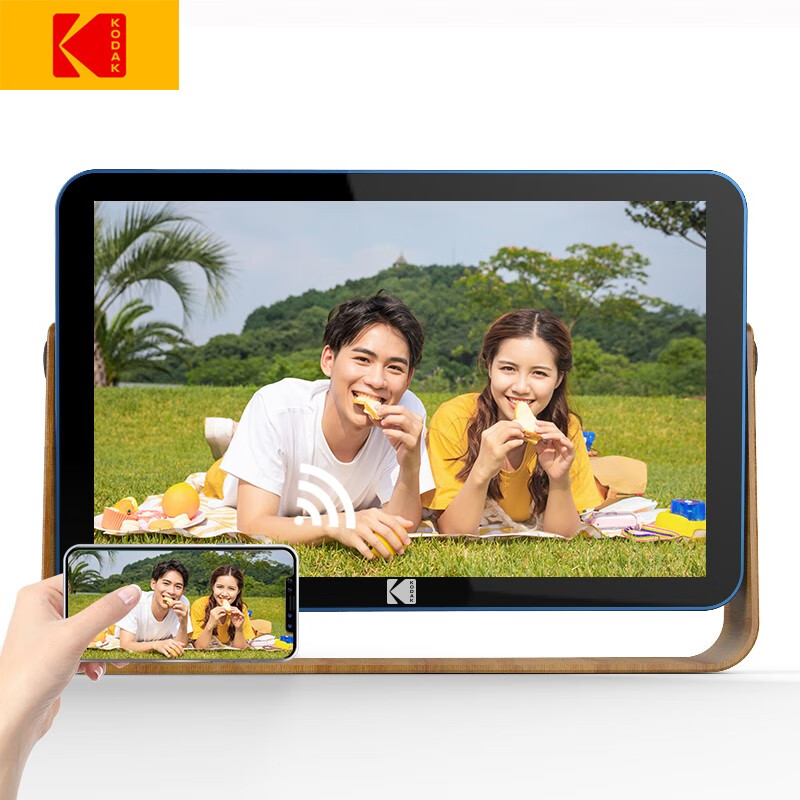 KODAK108V/109V 数码相框10.1英寸高清电子相册可充电触屏无线传输照片视频播放器 108V海洋蓝