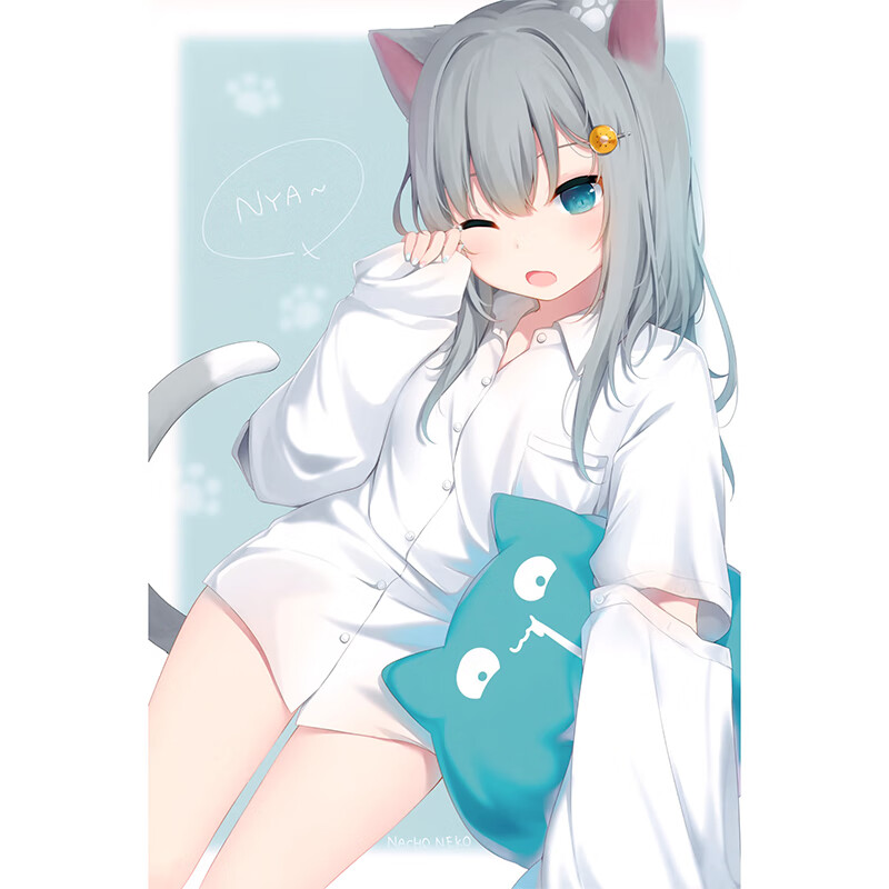 快活猪猫羽雫海报 猫娘二次元动漫海报墙贴宿舍卧室高清壁纸超大防水