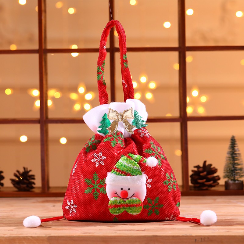 千棵树圣诞节装饰礼物袋苹果袋子平安果包装盒圣诞袜子儿童小礼品糖果袋 圣诞装饰-苹果袋子A 大