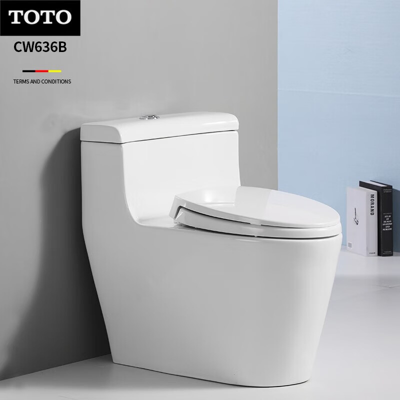 toto 智洁釉面节水马桶cw636防臭防堵虹吸式坐便器 cw636b马桶全套