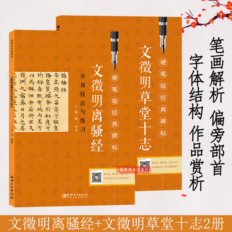 【2本套装】硬笔临经典碑帖2册 文徵明离骚经+文征明草堂十志 钢笔楷书练字帖临摹历代碑帖精粹 技法讲