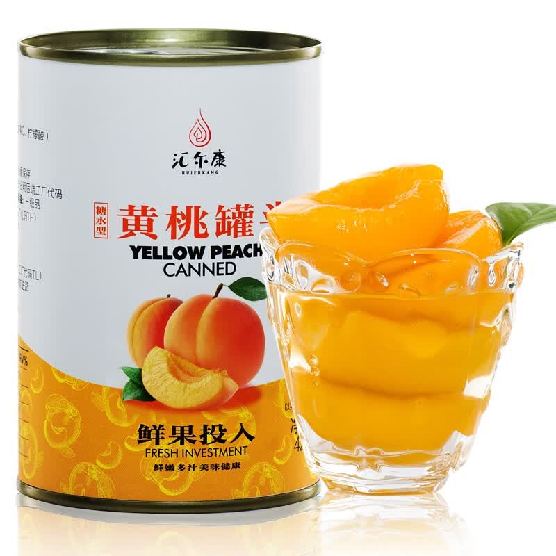 汇尔康糖水新鲜黄桃罐头425g水果罐头速食零食新鲜烘焙原料餐饮水果捞 425gx1罐