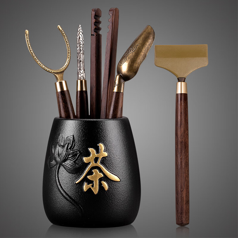 花烛功夫茶道六君子茶夹茶针茶刀茶勺茶匙大全 红色