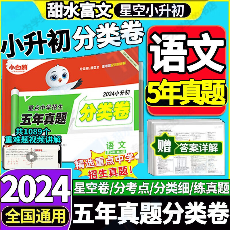 2024新版小升初语文真题试卷星空分类卷重点中学招生分班五年真题六年级上册小学毕业升学总复习专项训练