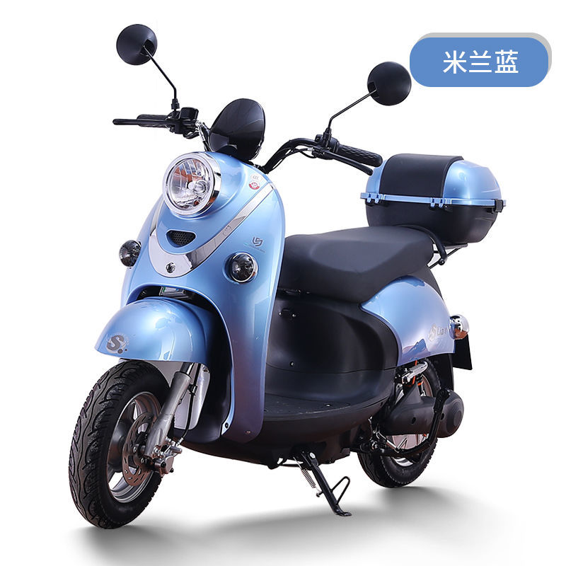 外卖电动车60v锂电电瓶车高速电摩雅台铃迪爱玛小刀电动摩托车 米兰蓝