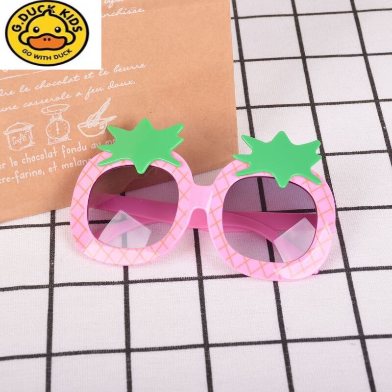 时尚可爱水果渐变圆框眼镜 磨砂卡通小孩眼镜 粉色菠萝