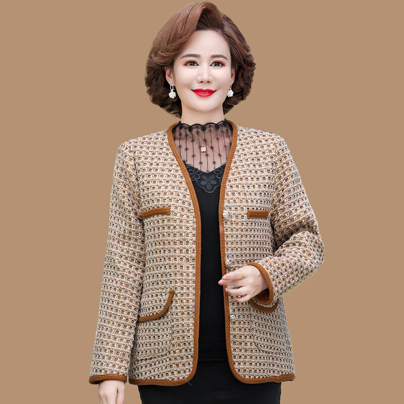 40岁中老年女装春秋冬洋气小香风短款小西装上衣中年妈妈秋装外套 土