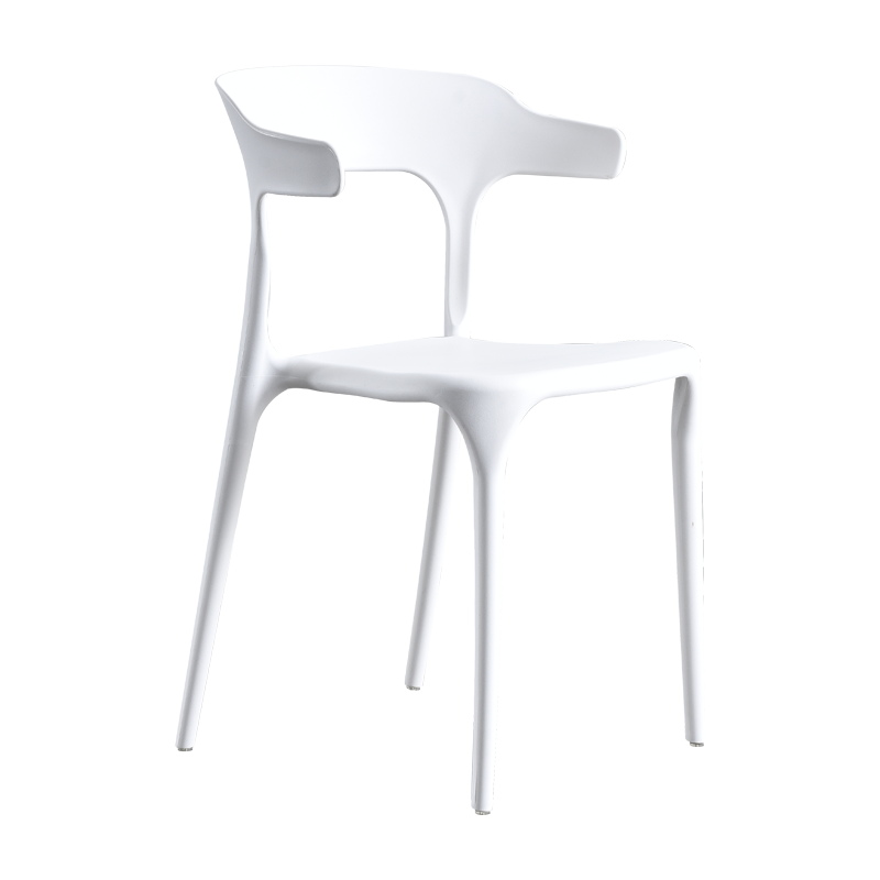 三强 塑料餐椅家用靠背椅子北欧牛角椅现代简约休闲椅塑胶椅培训办公椅洽谈椅餐厅吧台椅NJ-01石灰白100012822141