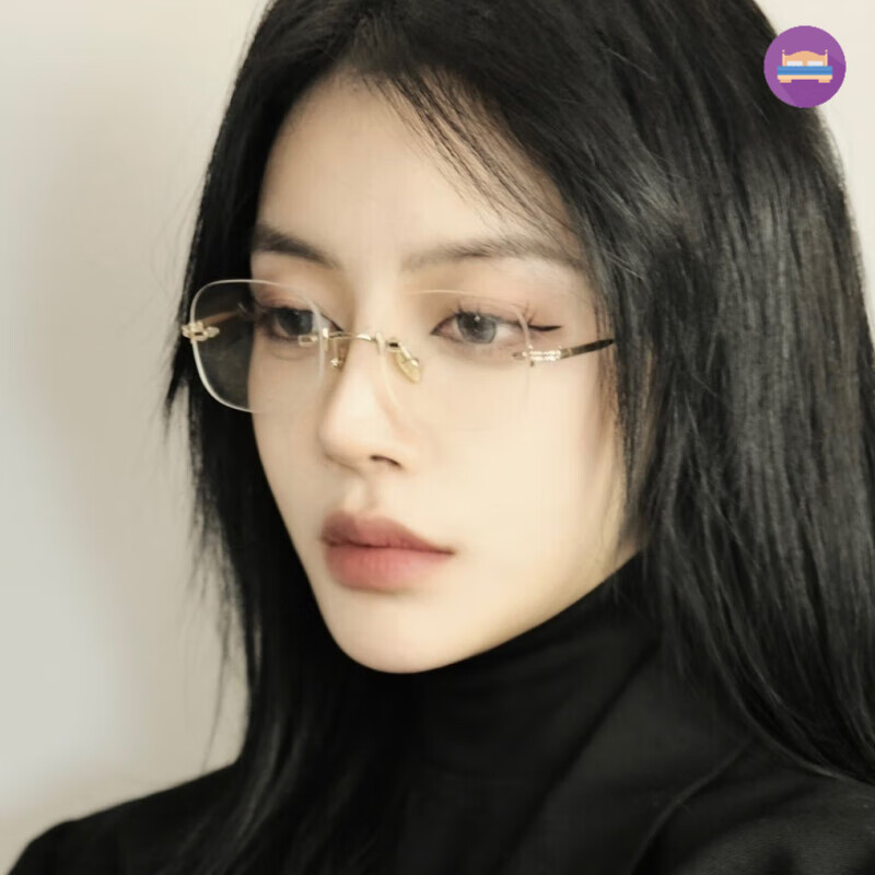 谷咖(guka)高启兰款眼镜禁欲系无框眼镜女欲蓝光高启兰无边框眼镜可配