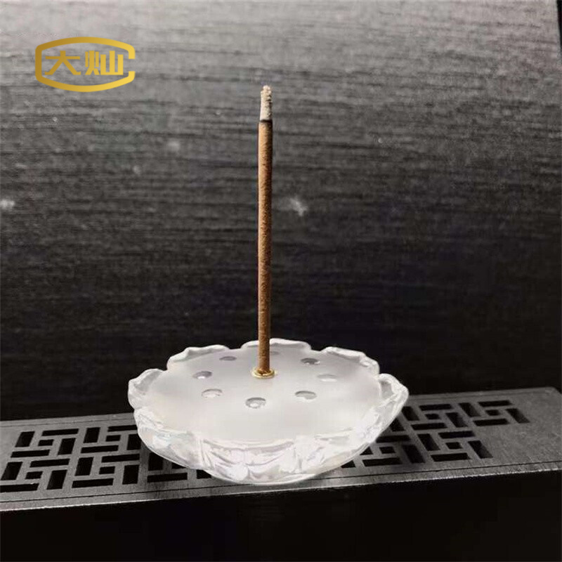 大灿 天然白水晶莲花香插小摆件 家居香薰台 莲花摆件礼物中秋礼品