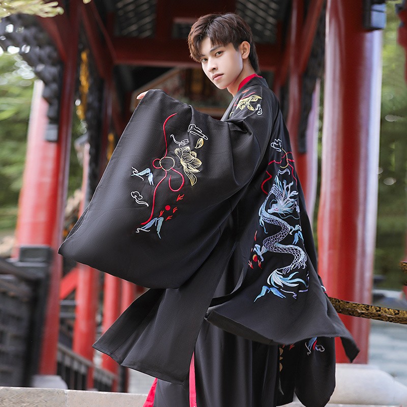 鼎毳貂 汉服古装男侠客武侠风国风原创齐腰襦裙古风学生班服舞台套装 御龙玲（外套+内衬+下裙） XL 体重145-160属于什么档次？