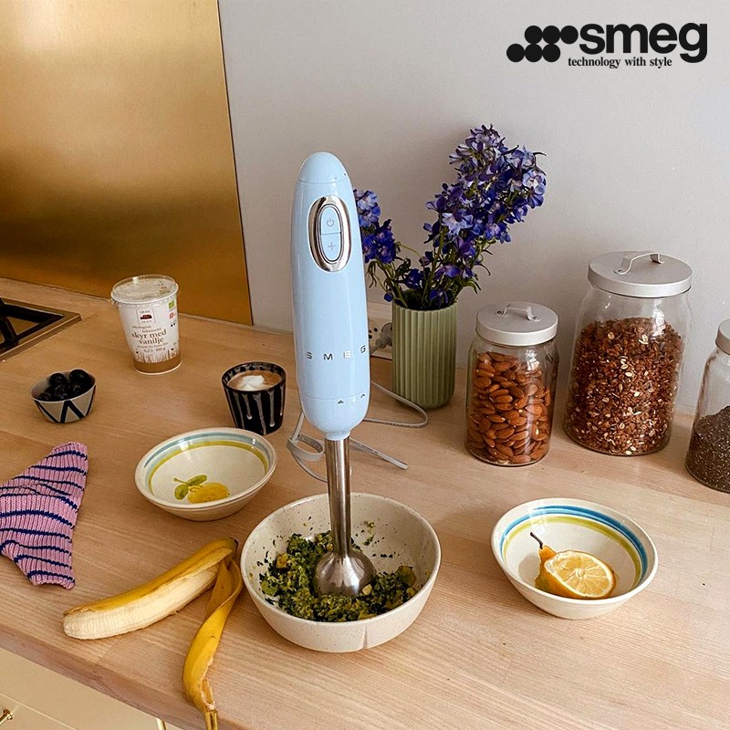 SMEG斯麦格 意大利料理机套装 料理棒搅拌机 婴儿辅食机 榨汁研磨机打蛋器 HBF22 粉蓝色