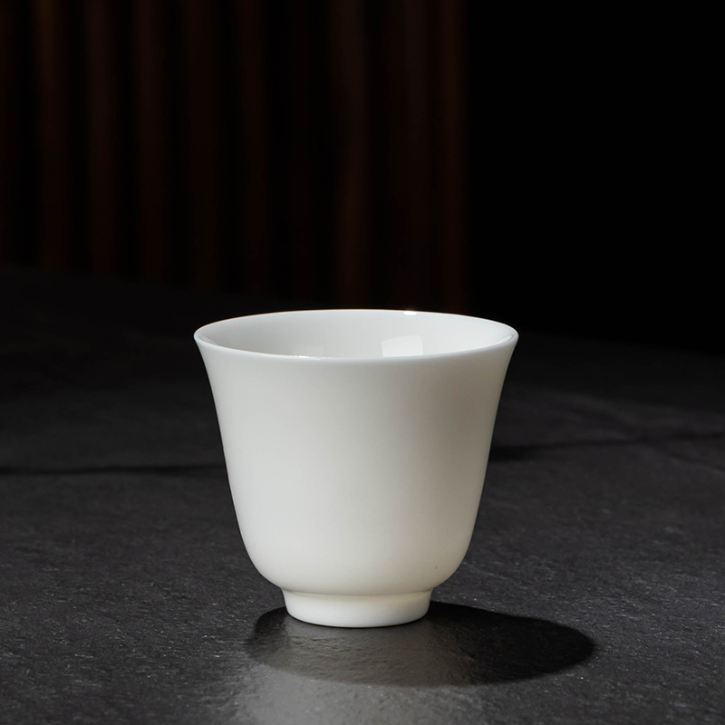 德化白瓷茶杯羊脂玉瓷品茗杯陶瓷功夫茶具主人杯单杯小茶碗日式杯